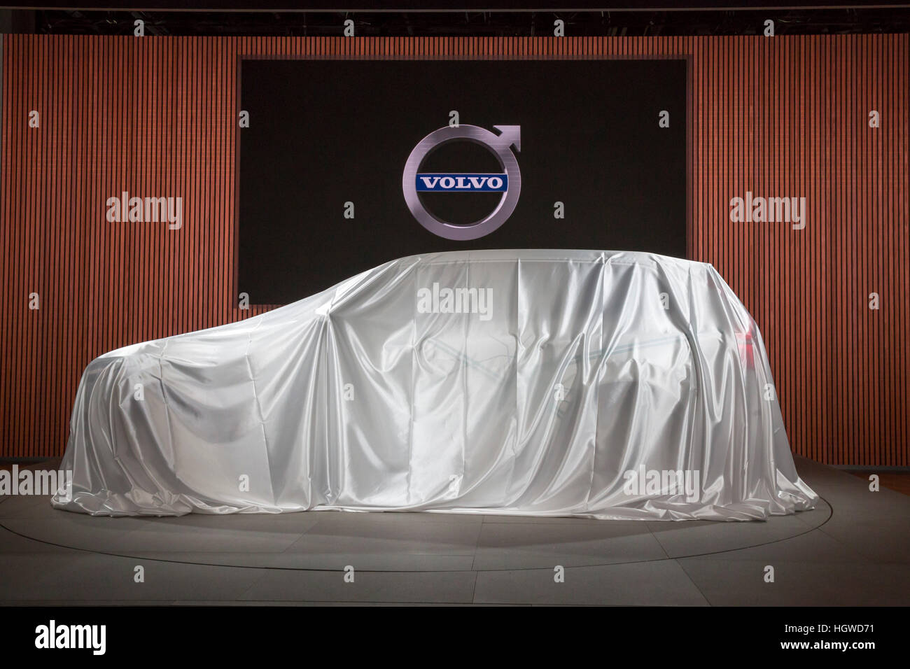 Detroit, Michigan - Un set di auto per svelare al North American International Auto Show. Foto Stock