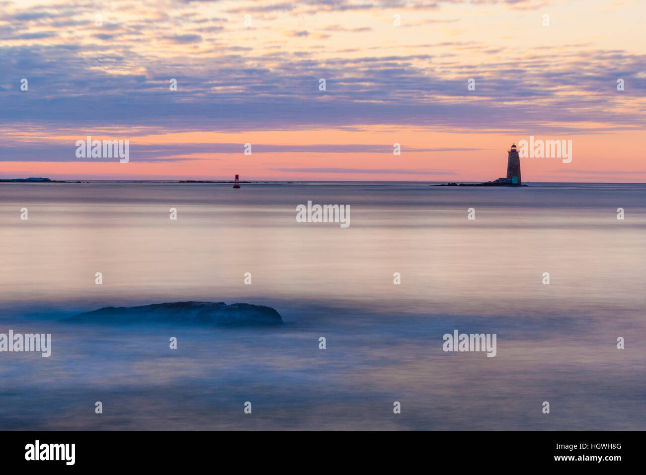 Whaleback luce come visto dalla grande isola comune nel nuovo castello del New Hampshire. Foto Stock