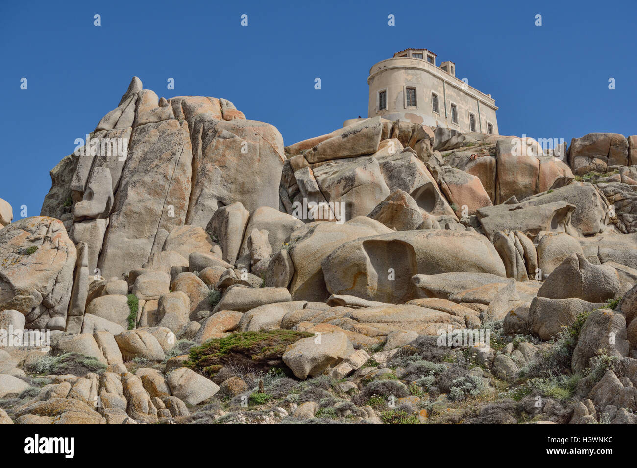 Weathered rocce di granito a Capo Testa, Sassari, Sardegna, Italia Foto Stock