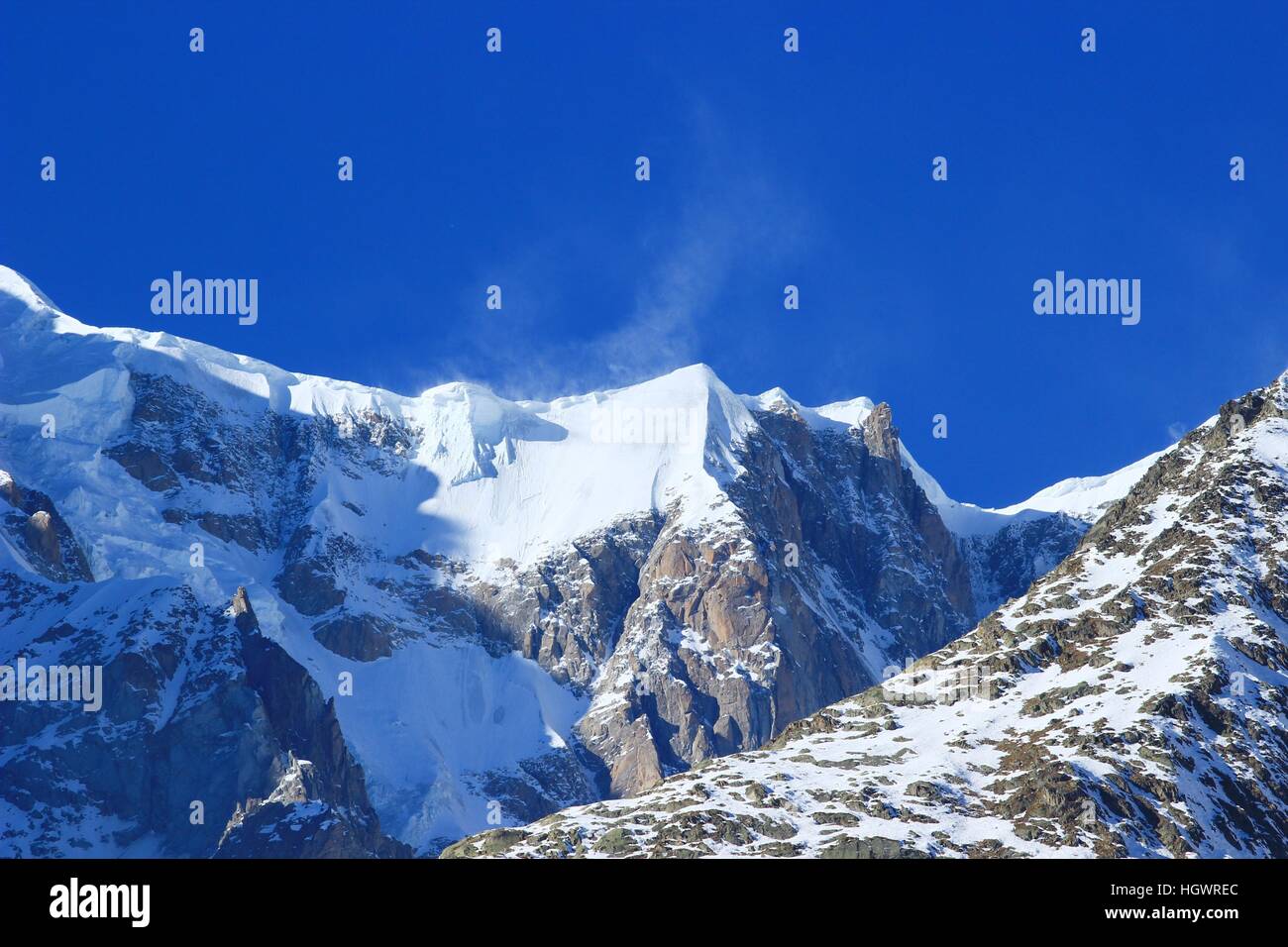 Mt. Blanc, il picco più alto nelle Alpi Foto Stock