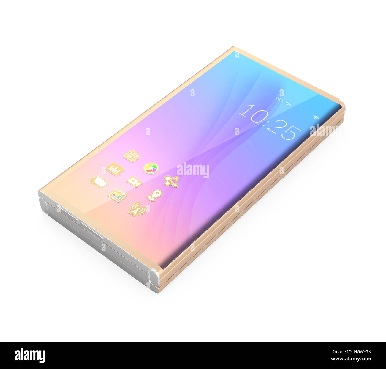 Pieno schermo OLED smart phone isolati su sfondo bianco. Il rendering 3D'immagine. Foto Stock