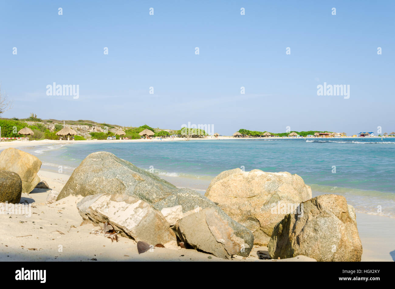 Aruba, dei Caraibi - 26 Settembre 2012: una vista straordinaria dalla baby beach ad Aruba isola del Mar dei Caraibi Foto Stock