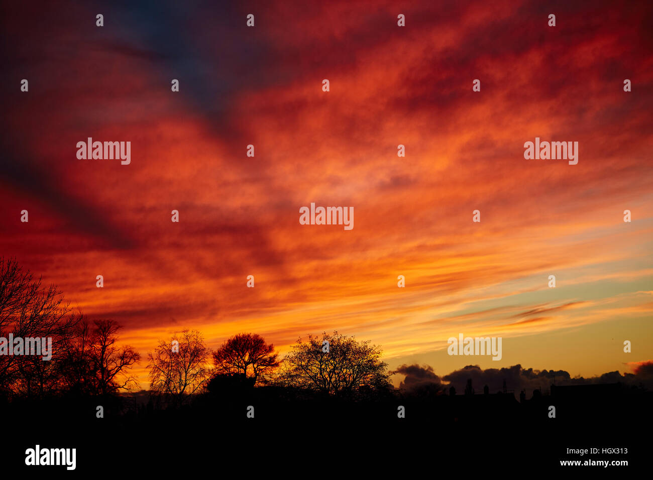 Splendido tramonto in inverno Foto Stock