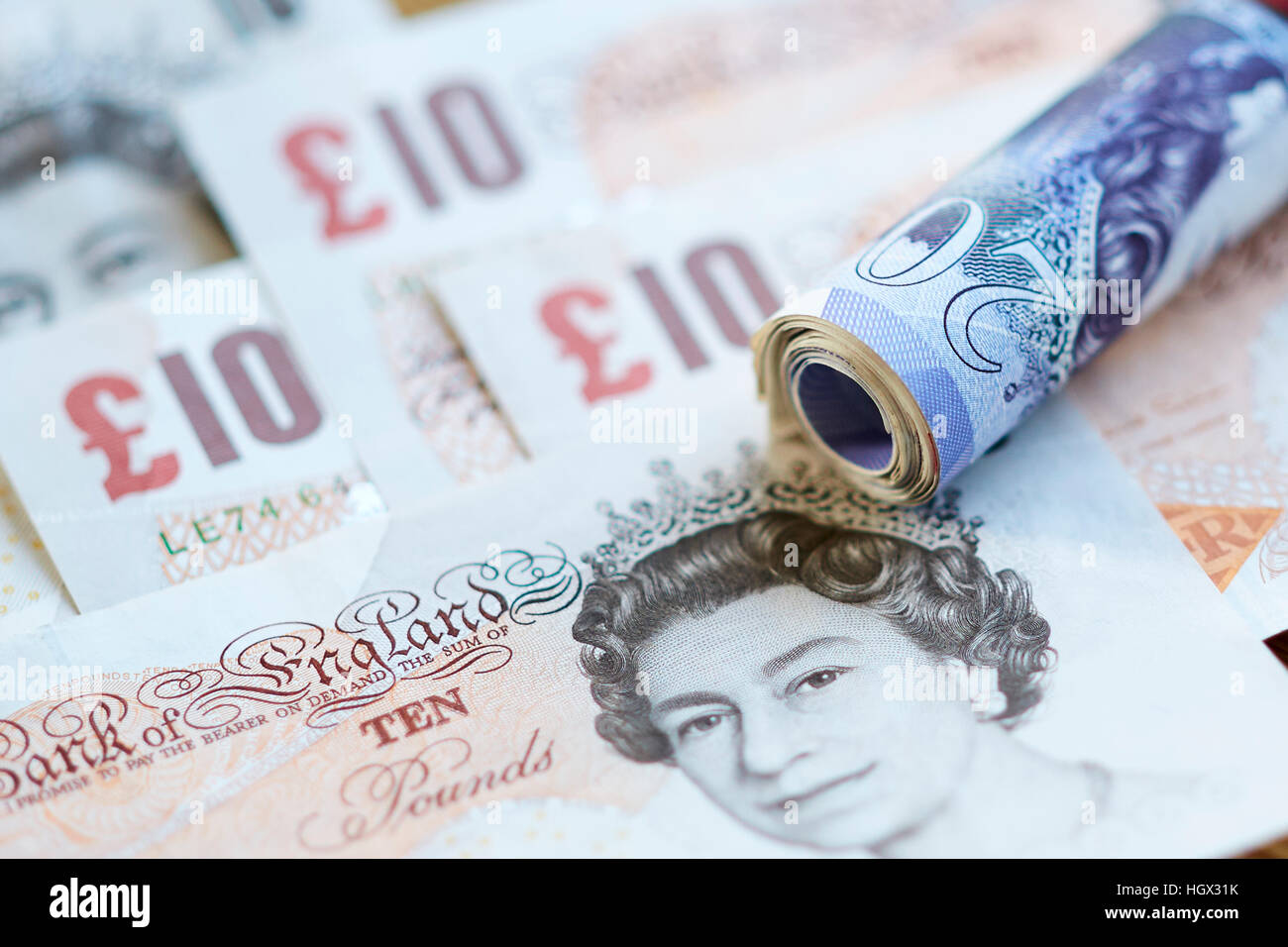 British venti e dieci pound note Foto Stock