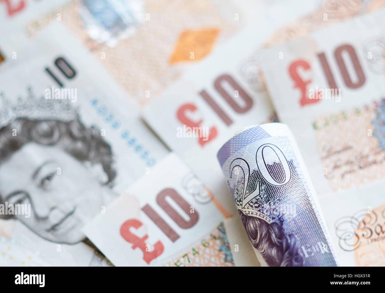 British venti e dieci pound note Foto Stock
