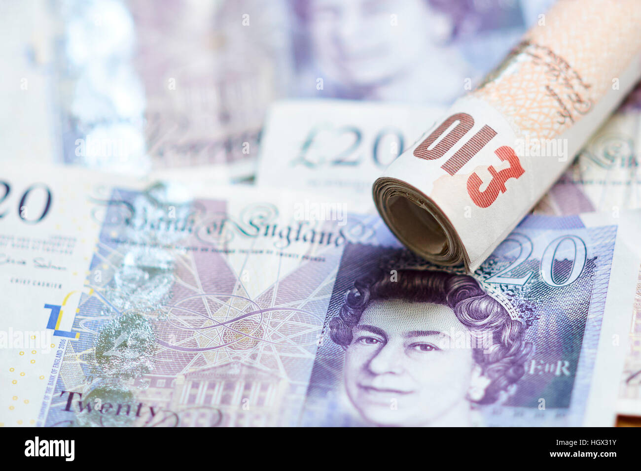 British venti e dieci pound note Foto Stock