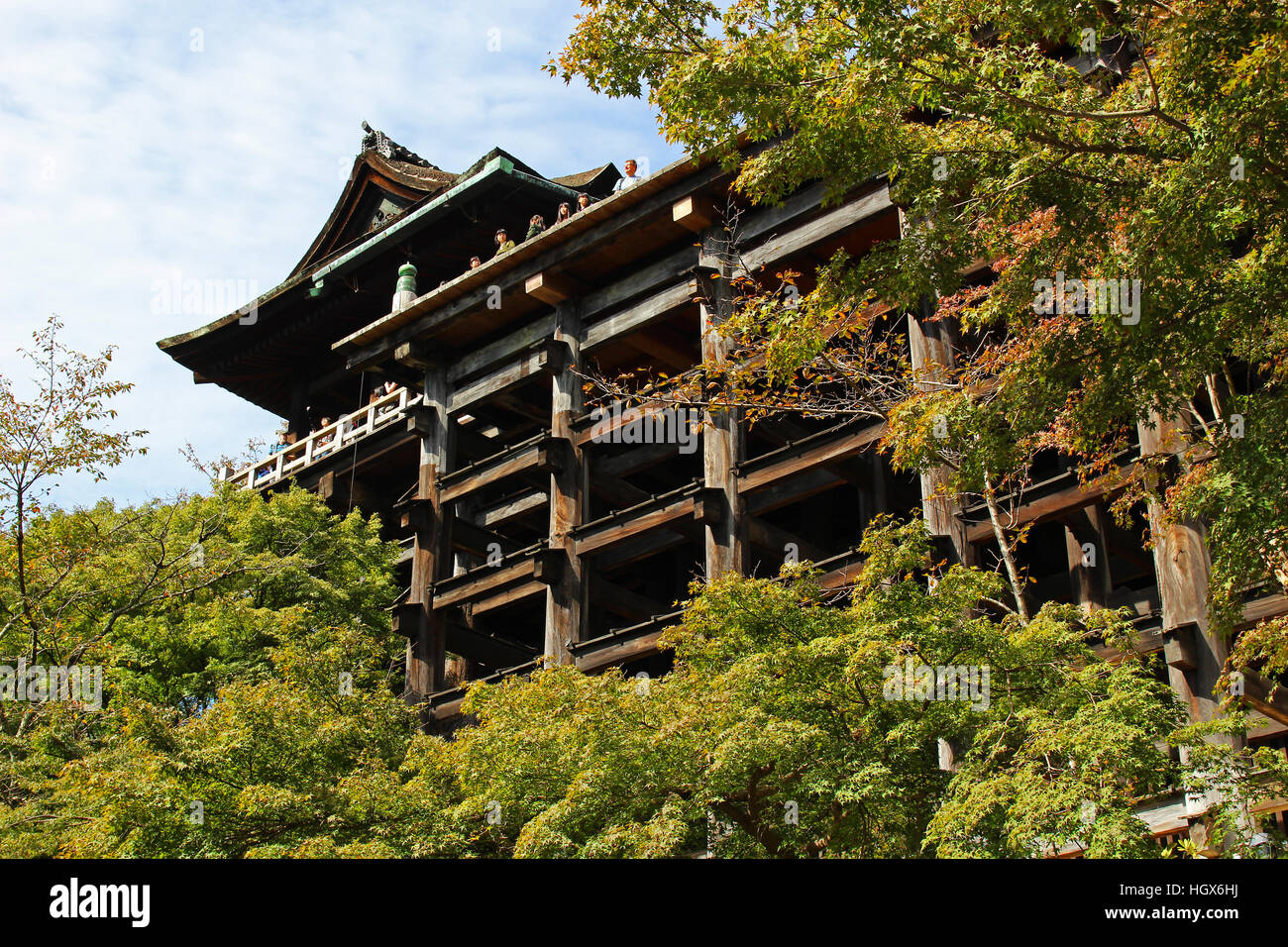 L'edificio principale del tempio di Kiyomizu in Kyoto, Giappone Foto Stock