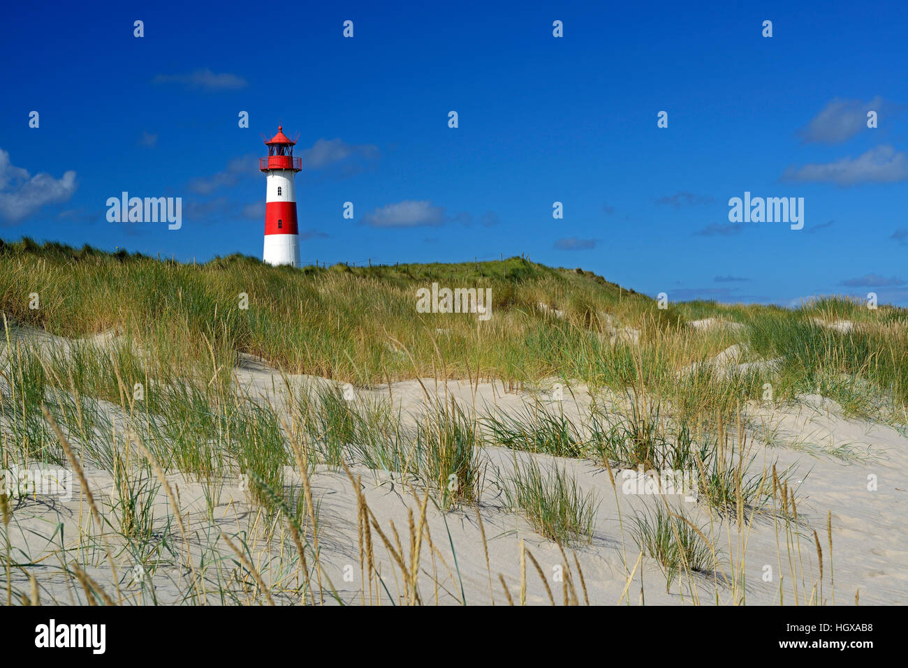 Leuchtturm Elenco West am Ellenbogen, elenco, Sylt, nordfriesische isole, Nordfriesland, Schleswig-Holstein, Germania Foto Stock