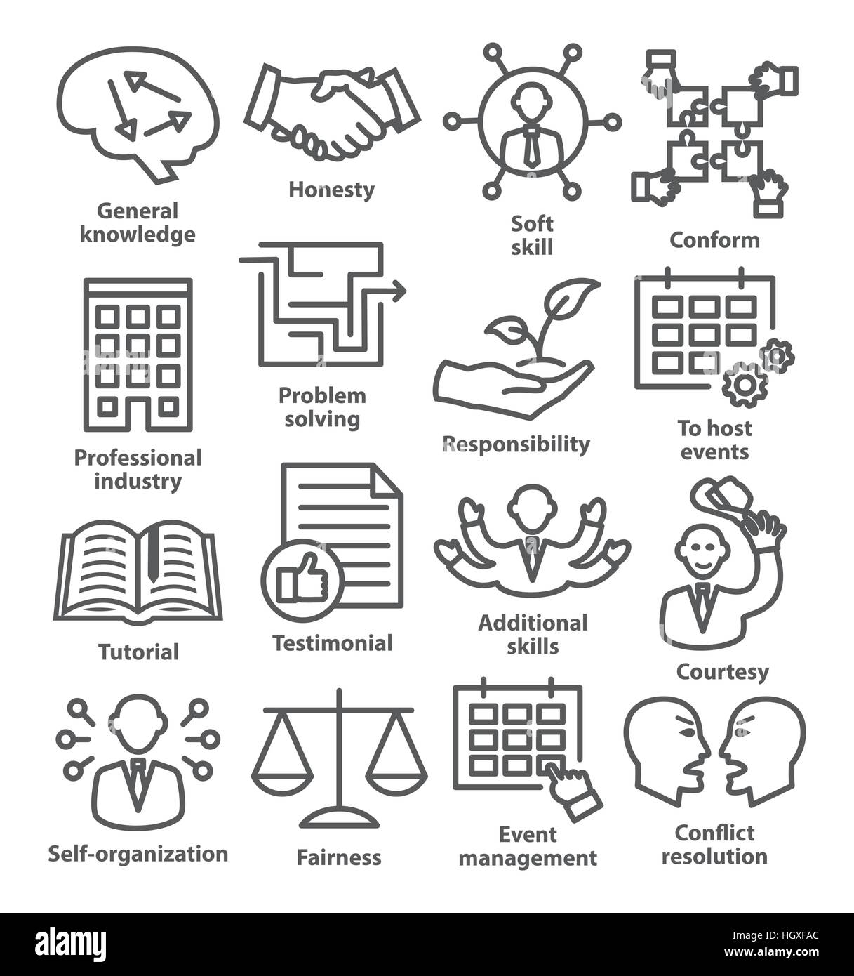 Business management icone di stile di linea. Pack 22. Illustrazione Vettoriale