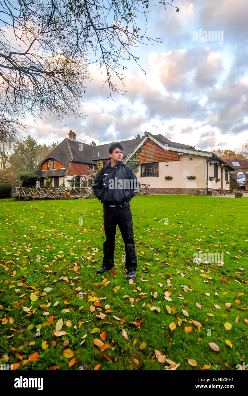 Musicista Gary Numan, a casa in Waldron, East Sussex. Foto Stock