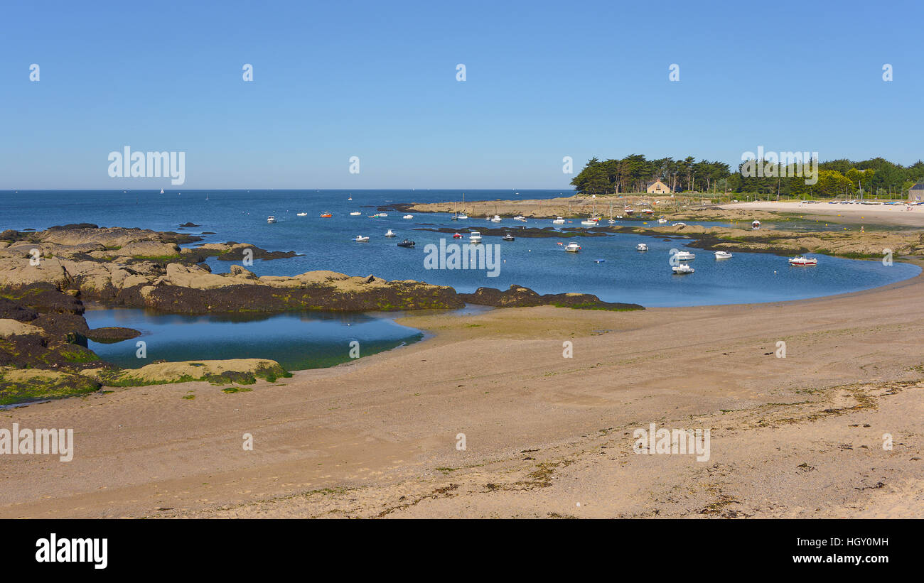 Spiaggia di Lérat a Piriac-sur-Mer, un comune nel dipartimento Loire-Atlantique nella Francia occidentale Foto Stock