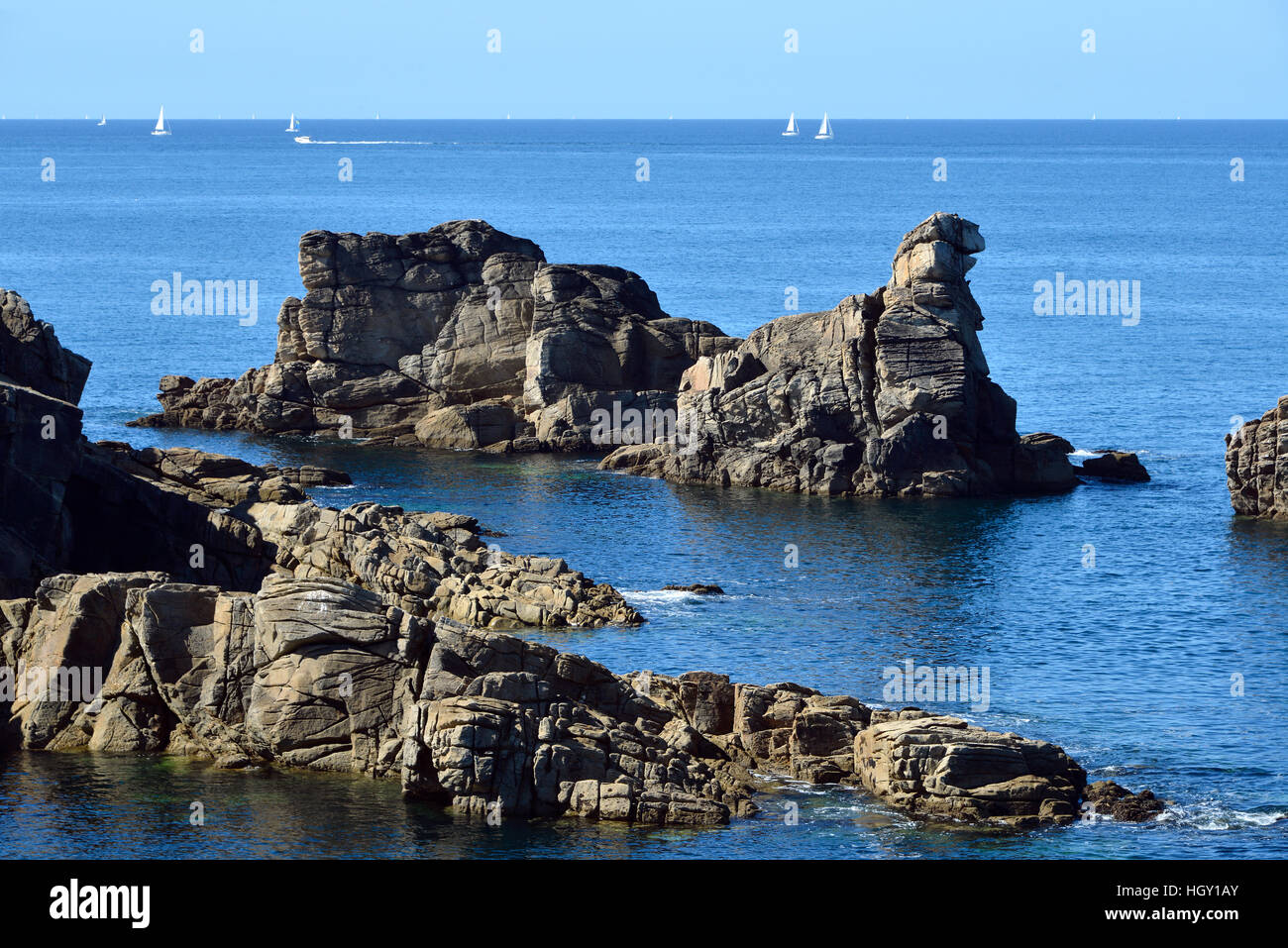 Costa rocciosa del Quiberon in Francia Foto Stock