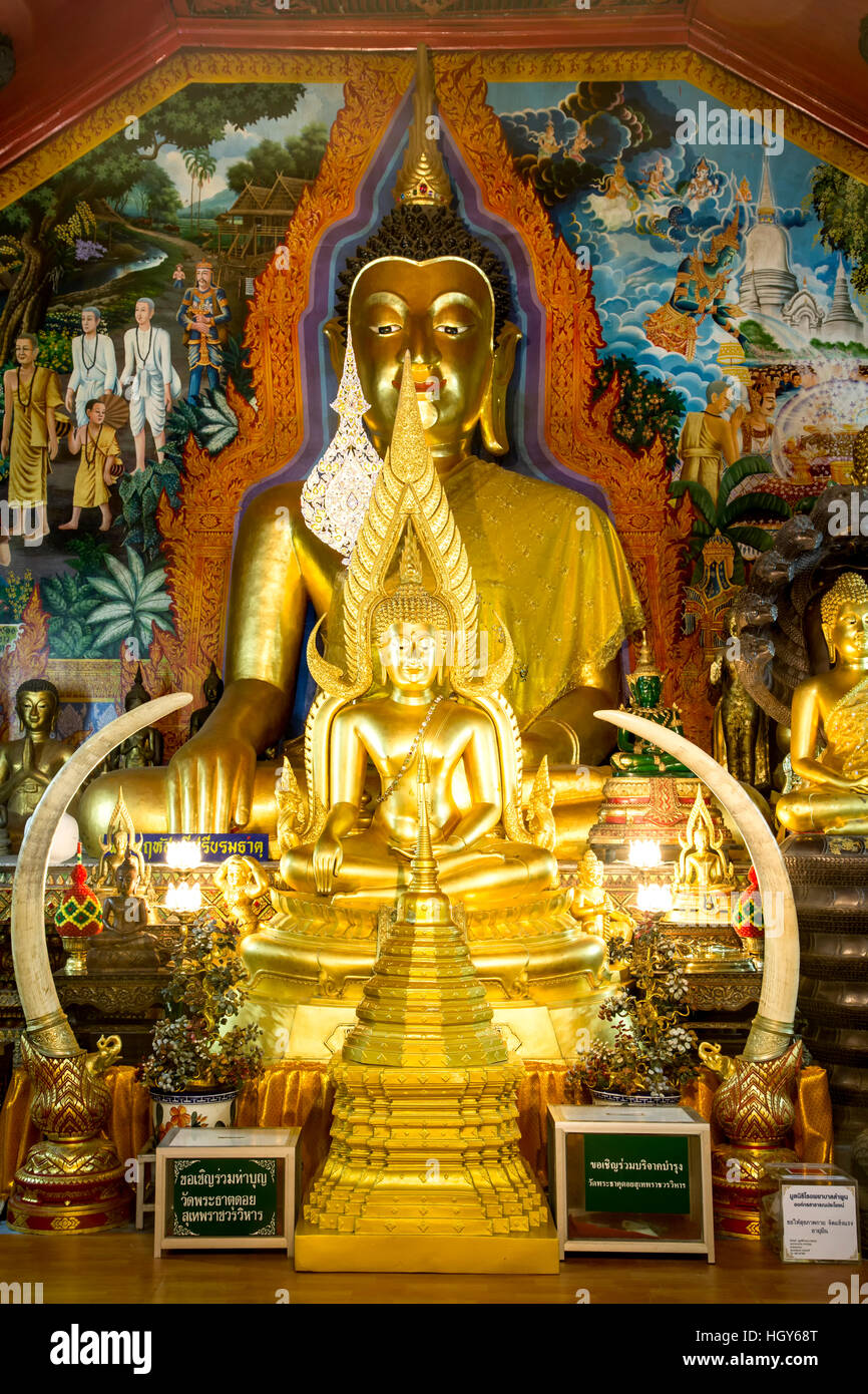 Santuario del Buddha, Wat Phrathat, il Doi Suthep picco, Chiang Mai, Thailandia Foto Stock