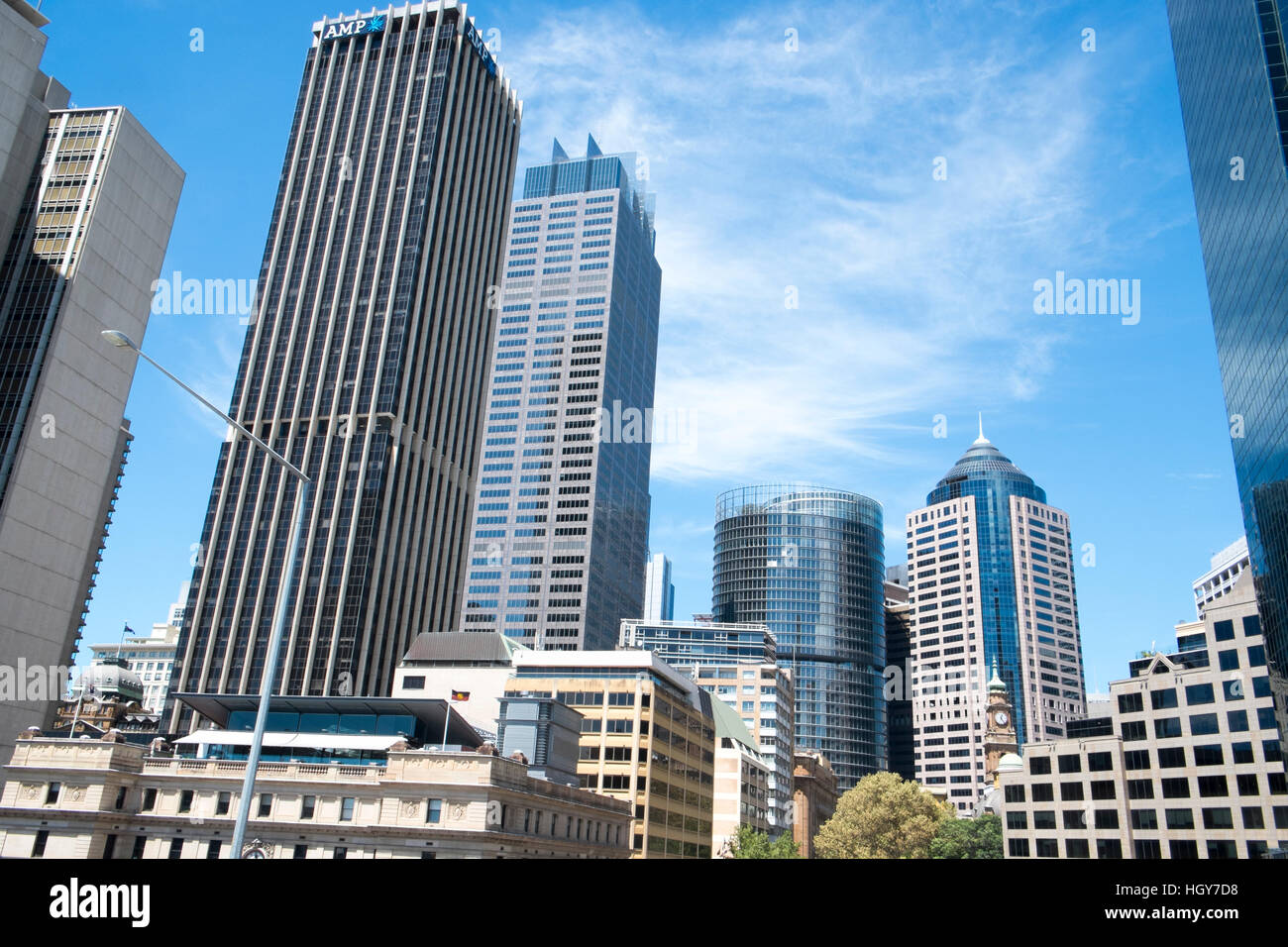 Centro di Sydney e il quartiere centrale degli affari di grattacieli di Sydney, Australia Foto Stock