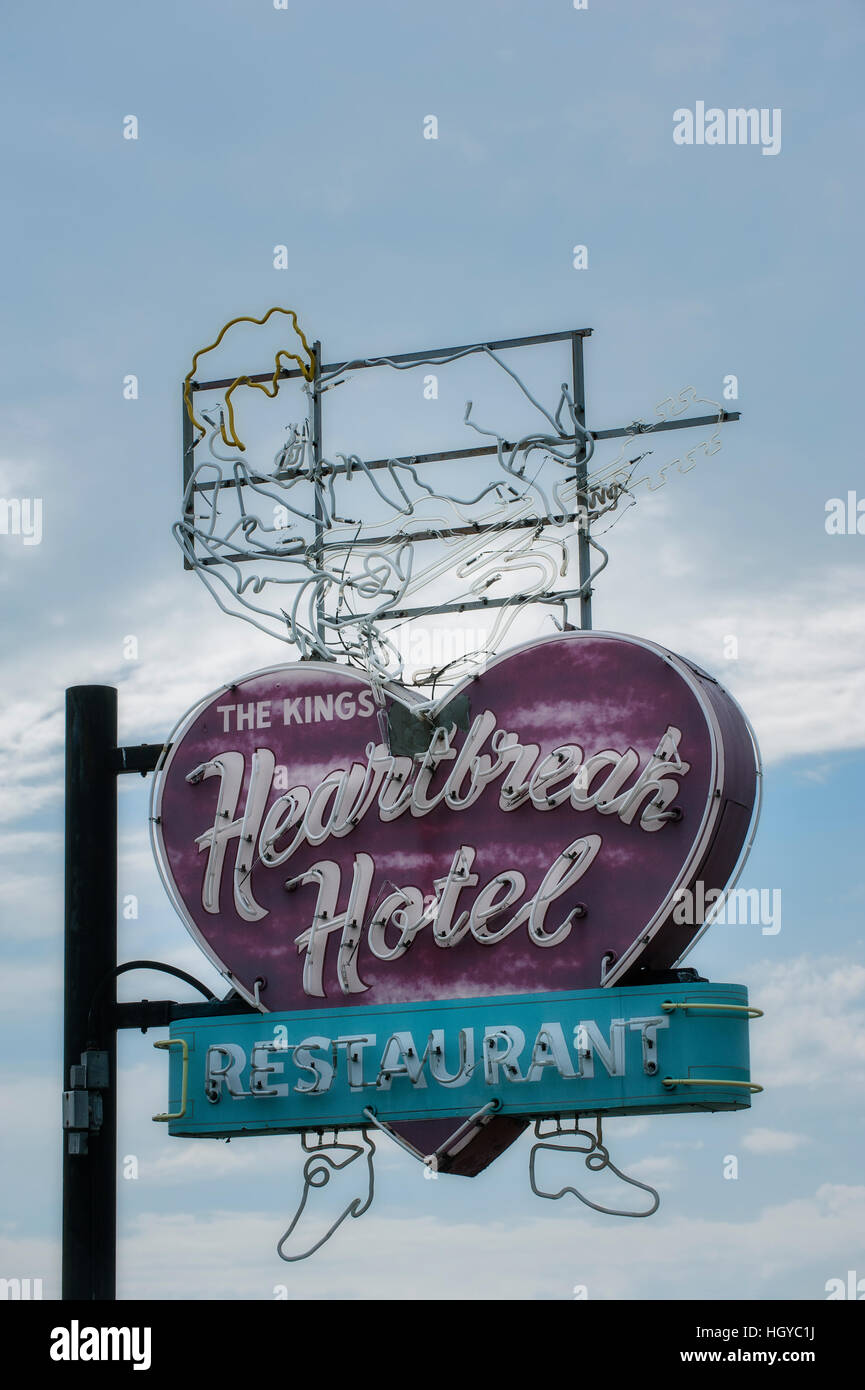 Heartbreak segno al neon, Graceland, Memphis, Tennessee, Stati Uniti d'America Foto Stock