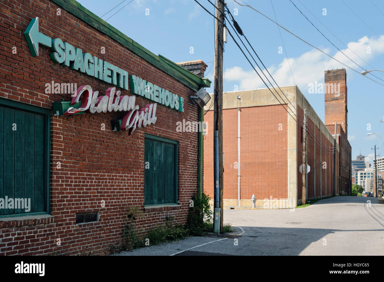 Ex edifici industriali nel centro cittadino di Memphis, Tennessee Foto Stock