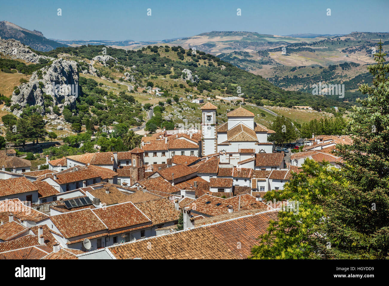 Spagna, Andalusia, Provincia di Cadice, il bianco villaggio di Grazalema Foto Stock