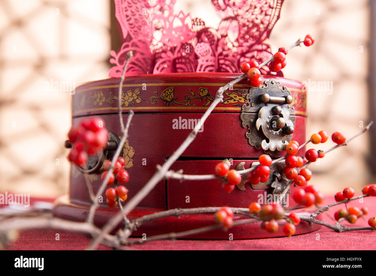 Cinese tradizionale di elementi per il Capodanno cinese Foto Stock