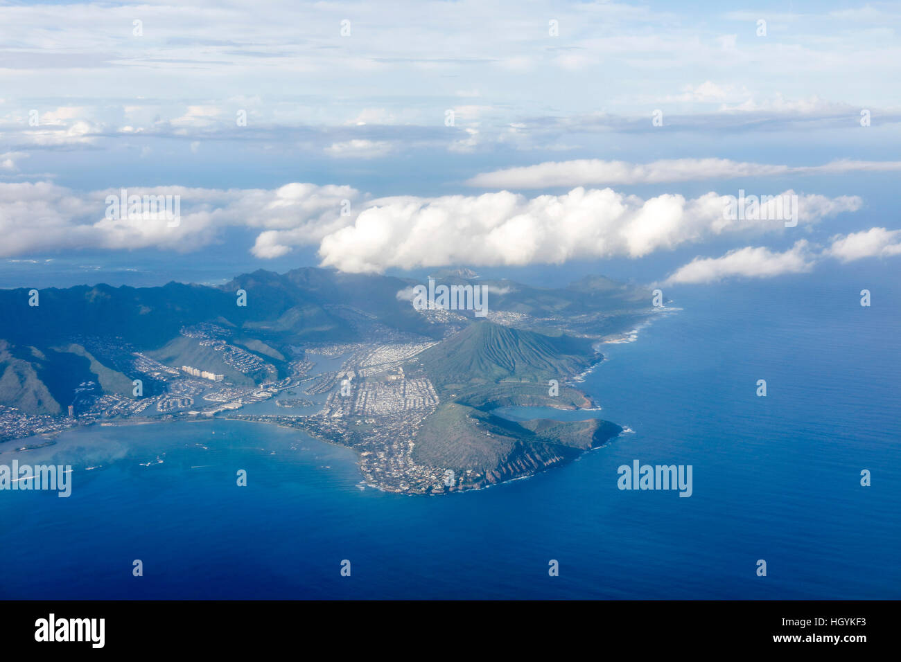 Hanauma Bay e Cratere di Hanauma, di O'ahu, Hawaii, STATI UNITI D'AMERICA Foto Stock