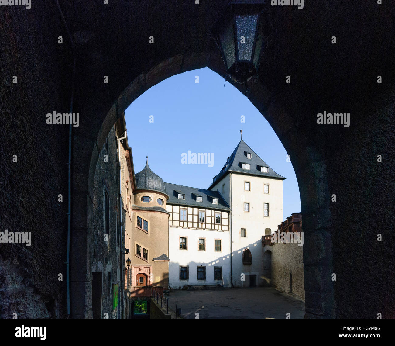 Mylau: castello, Vogtland, Sassonia, Sassonia, Germania Foto Stock