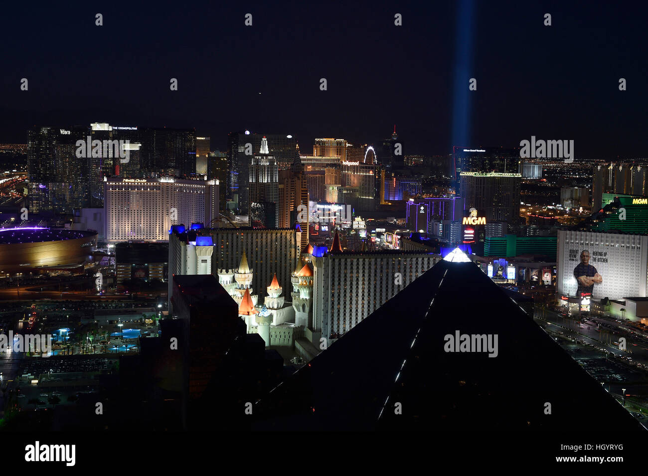 Las Vegas, Nevada, USA. 9 Sep, 2016. Una vista sulla Strip di Las Vegas dal Skyfall Lounge in cima al Delano hotel Venerdì, Settembre 9, 2016 a Las Vegas, Nevada. © David Becker/ZUMA filo/Alamy Live News Foto Stock