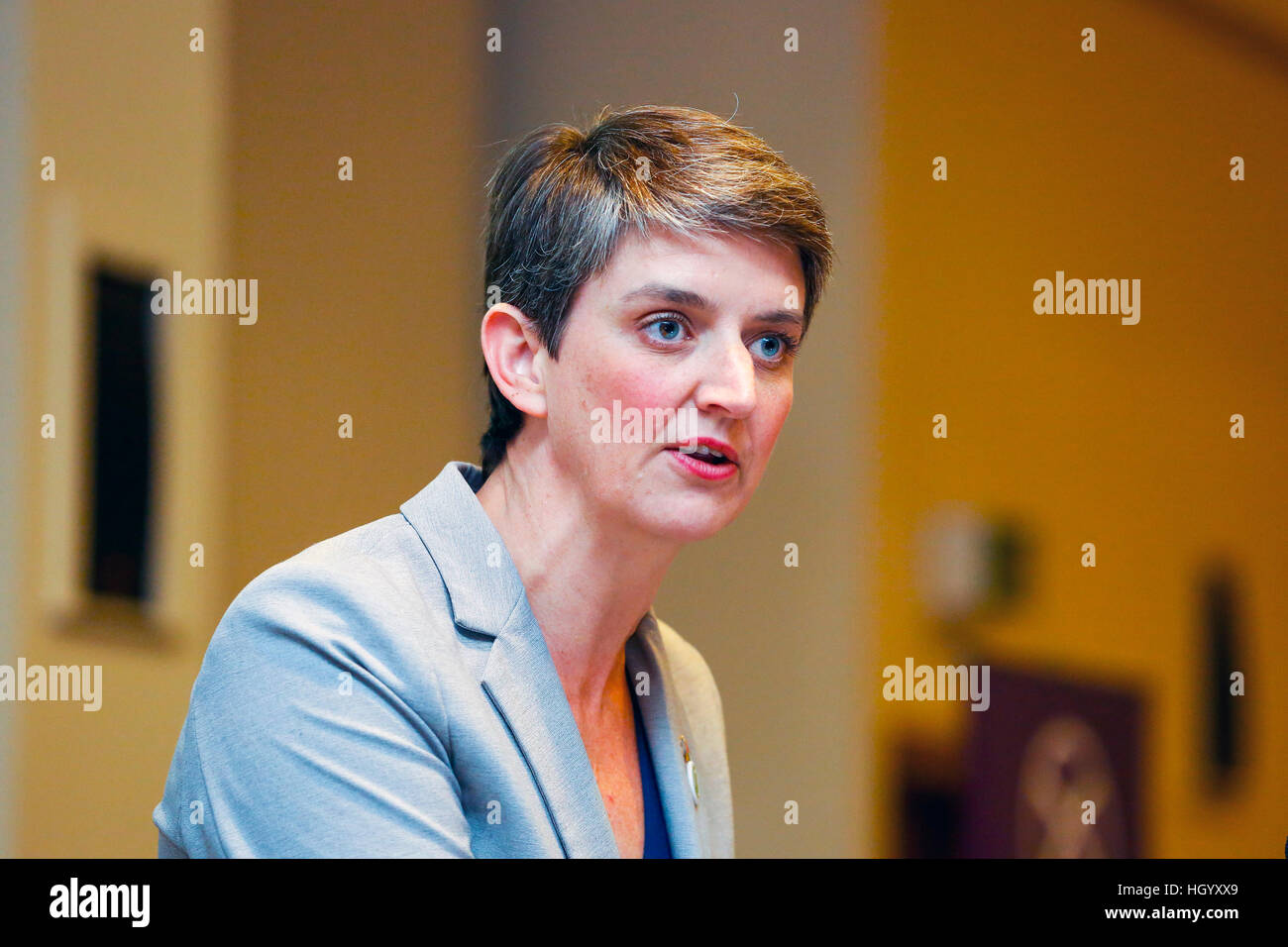 Glasgow, Scotland, Regno Unito. Xiv gen, 2017. Quasi mille persone hanno partecipato alla indipendenza scozzese Conventiion, svoltasi presso il Radisson Blu Hotel di Glasgow, Scozia, per discutere la Convenzione della politica e della strategia per il conseguimento di una Scozia indipendente. La Convenzione è stata presieduta da Elaine C Smith, una ben nota attrice e il comico, e lei è stata supportata da altoparlanti inclusi Angela costanza MSP, Tommy Sheppard MP, e Maggie Chapman Co-Convener scozzese della verdi. © Findlay/Alamy Live News Foto Stock