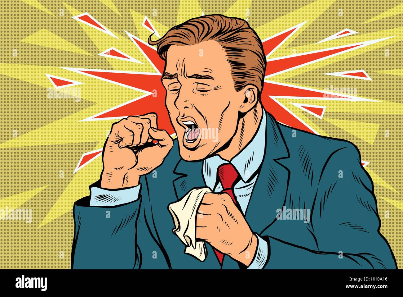 Uomo malato la tosse Illustrazione Vettoriale