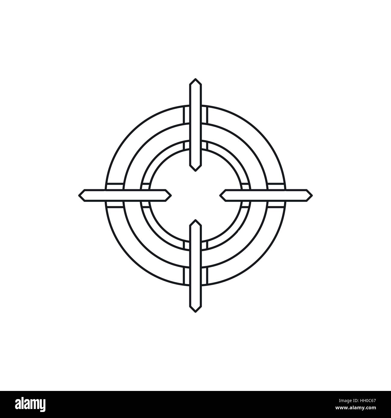 Reticolo Crosshair icona in stile contorno Illustrazione Vettoriale