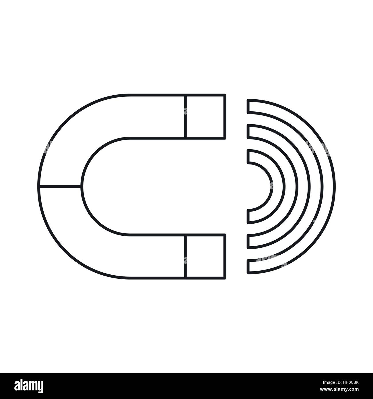 Icona del magnete in stile contorno Illustrazione Vettoriale