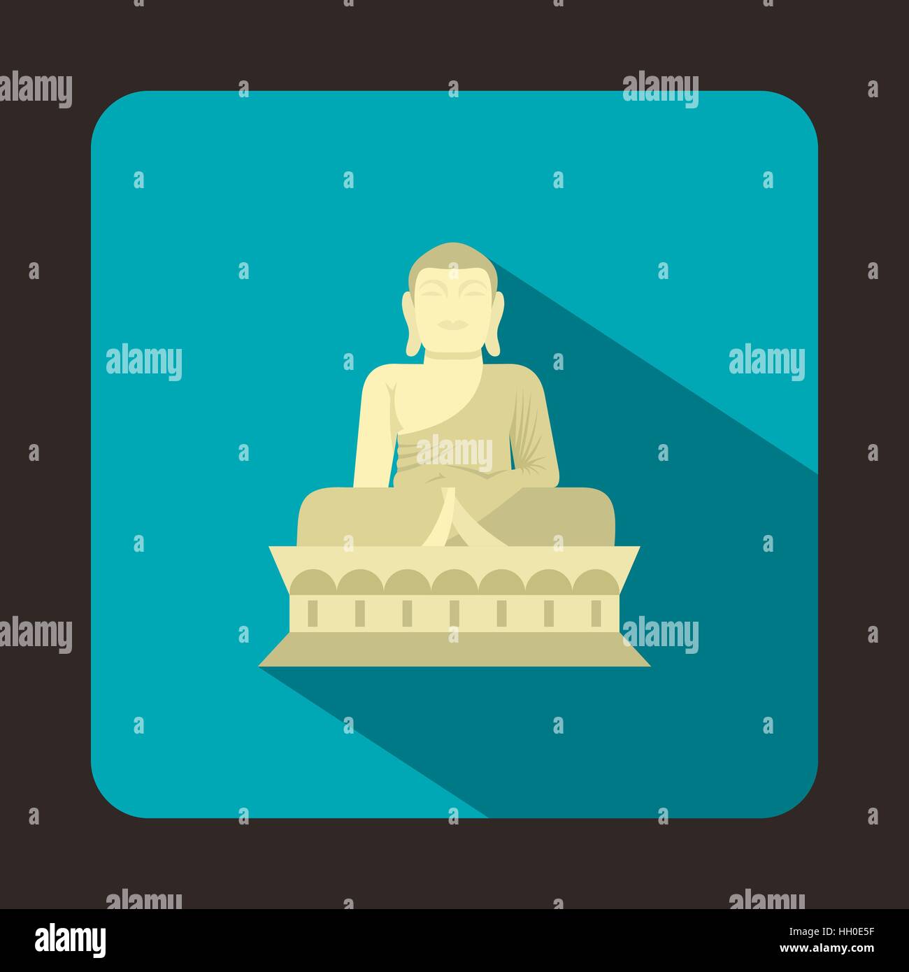 Budda seduto, Corea del Sud, l'icona di stile di Piana Illustrazione Vettoriale