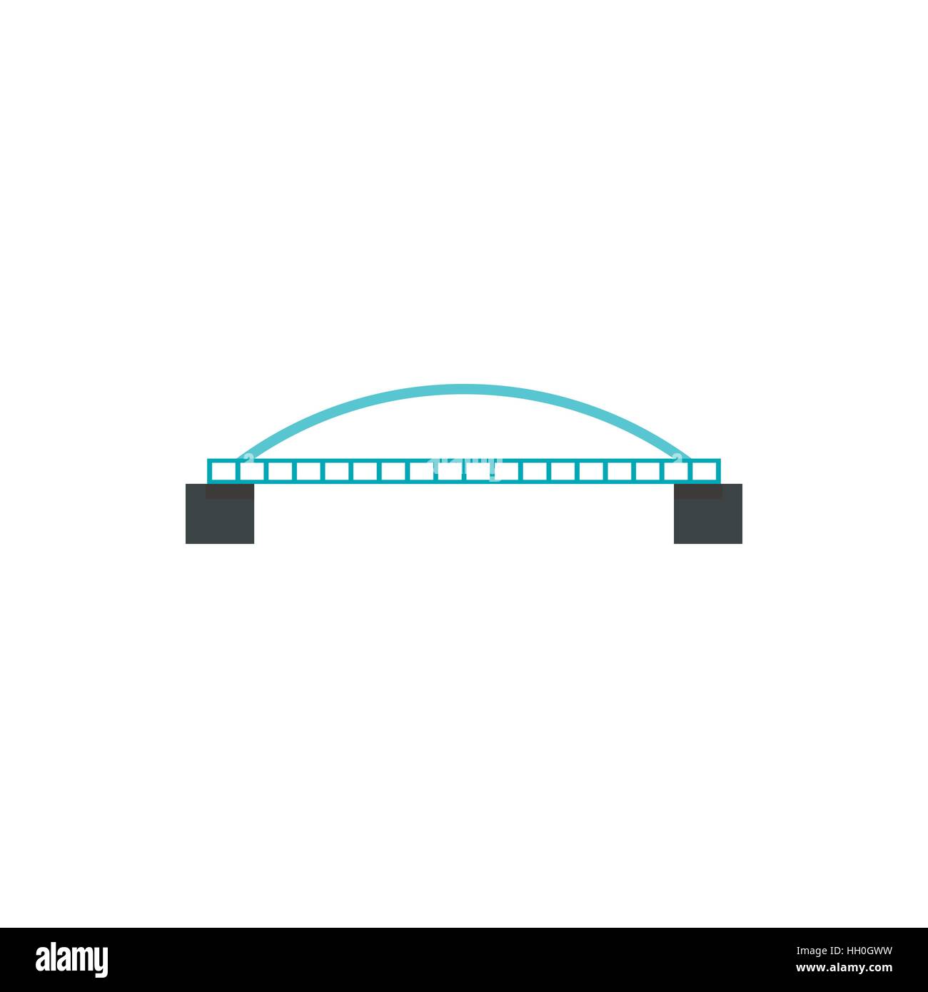 Ponte con ringhiera arcuata icona, stile piatto Illustrazione Vettoriale