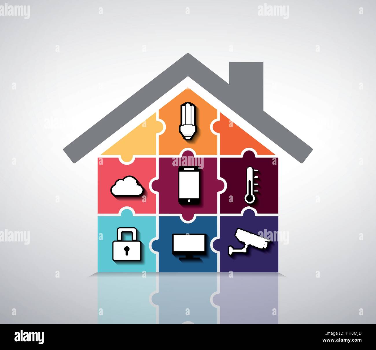 Home automation system - casa inteligent management Illustrazione Vettoriale