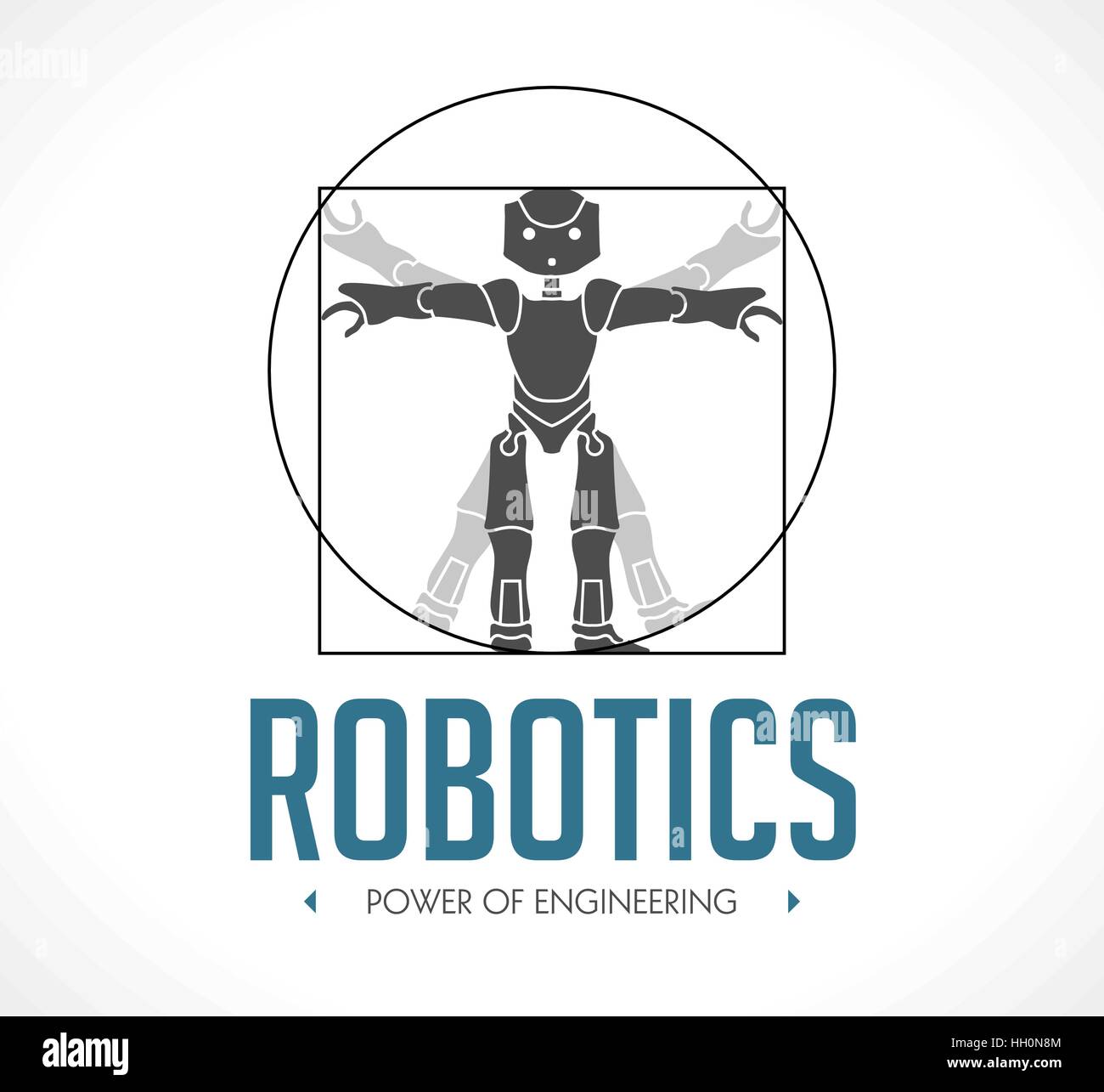 Logo - robotica - l'uomo vitruviano - Da Vinci Illustrazione Vettoriale