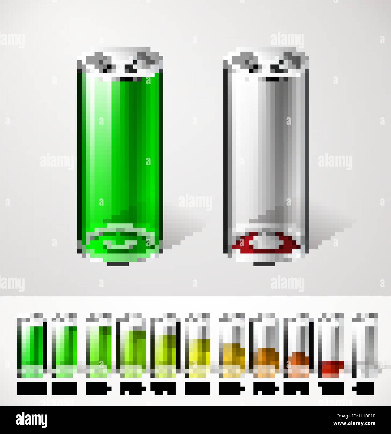 Carica della batteria - concetto di piena e le batterie scariche in bianco  e lo sfondo grigio Immagine e Vettoriale - Alamy