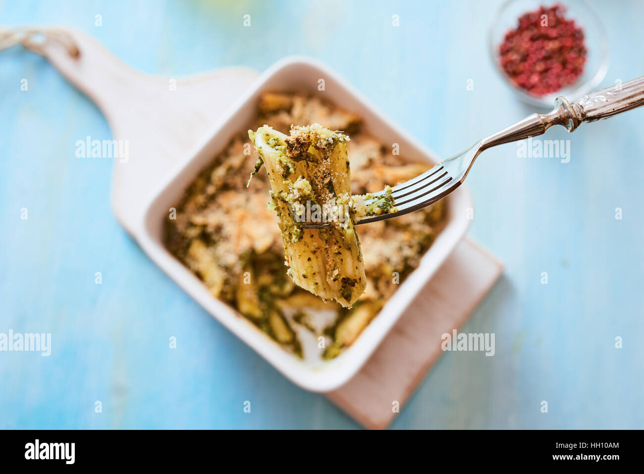 Vegetariano al forno penne pasta Foto Stock