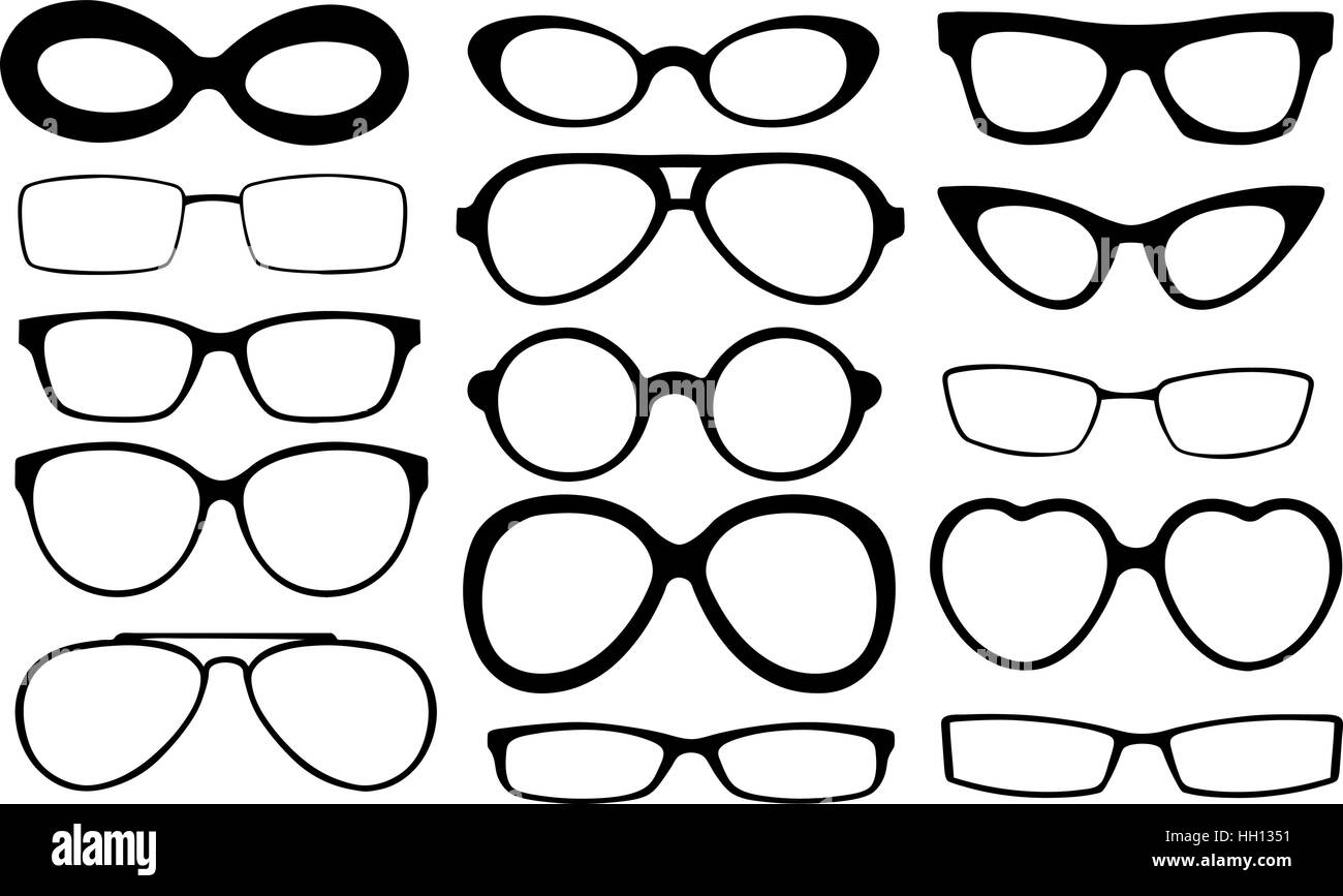 Set di diversi isolati di occhiali Illustrazione Vettoriale