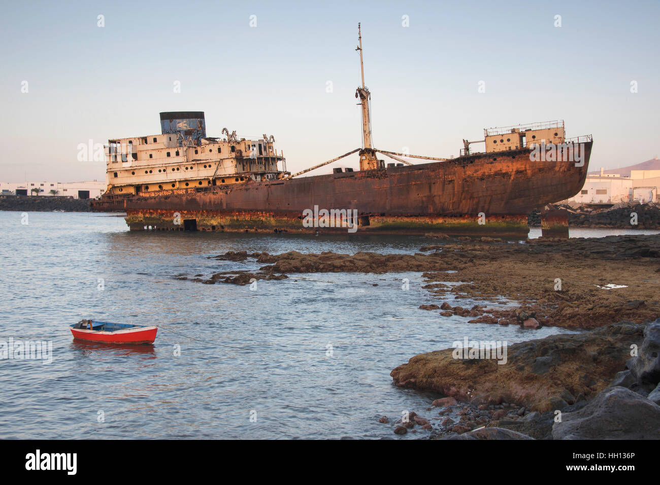 Naufragio della Temple Hall al largo della costa di Arrecife Lanzarote Foto Stock