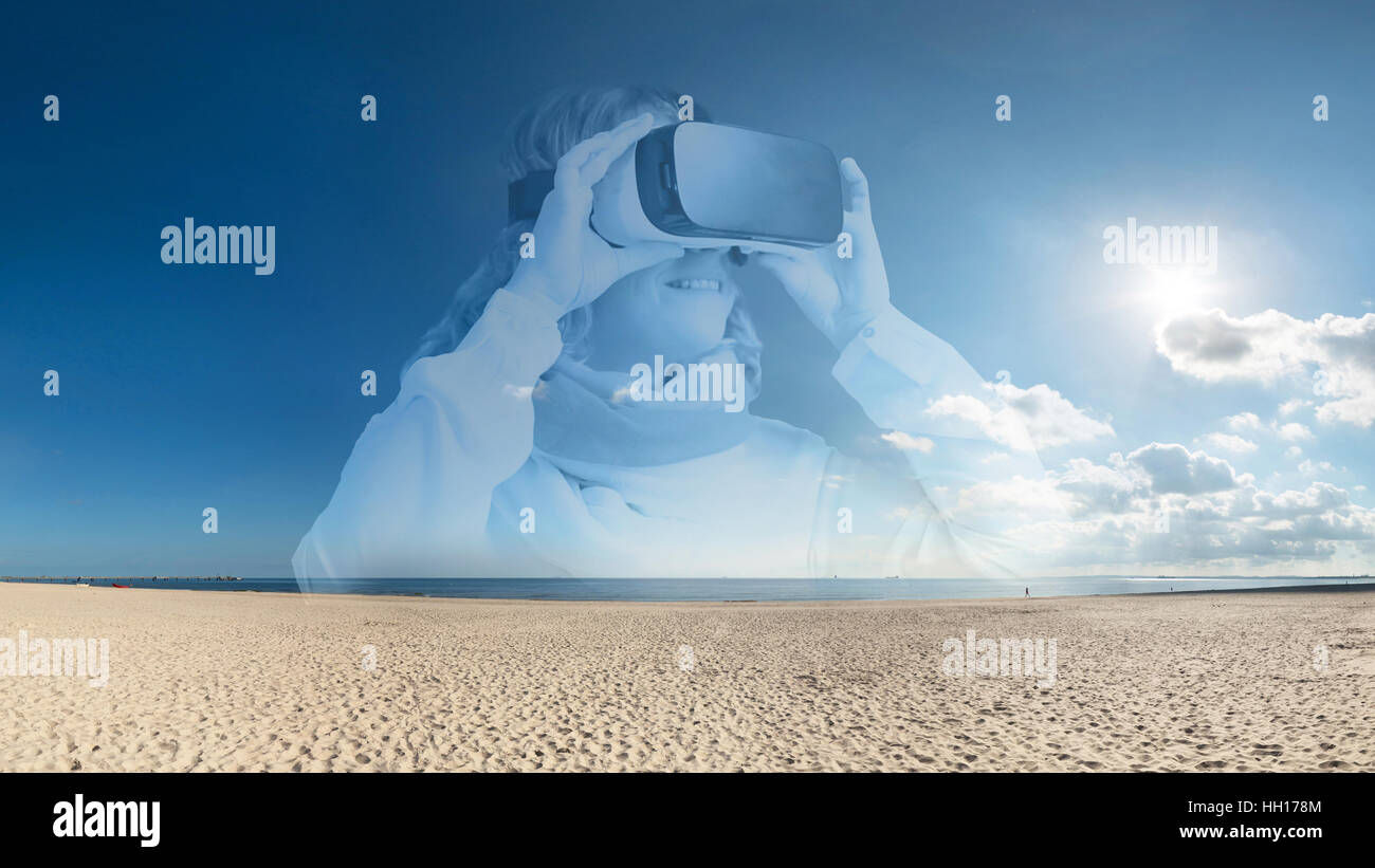 La realtà virtuale Beach Travel - Künstlicher Strandurlaub Foto Stock