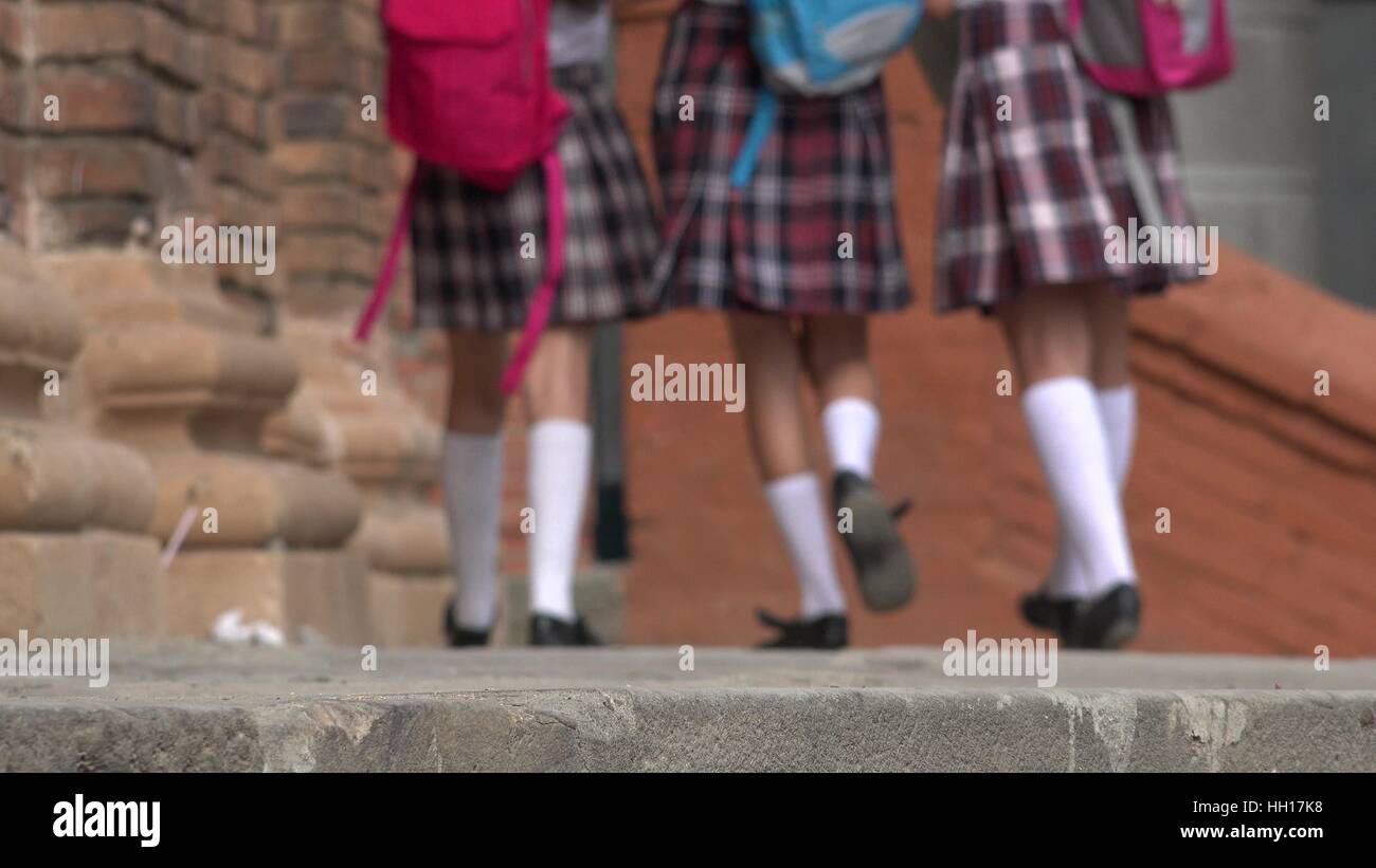 Studenti di sesso femminile a piedi Foto Stock