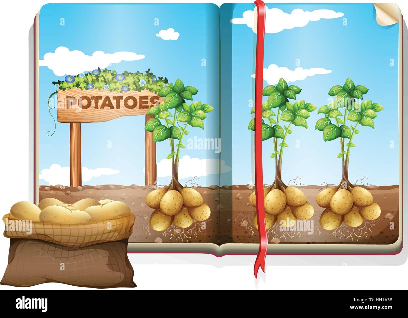 Fattoria di patate in scena la illustrazione del libro Illustrazione Vettoriale