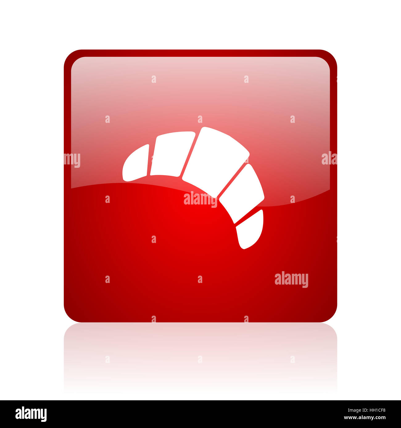 Croissant quadrato rosso web icona lucida Foto Stock