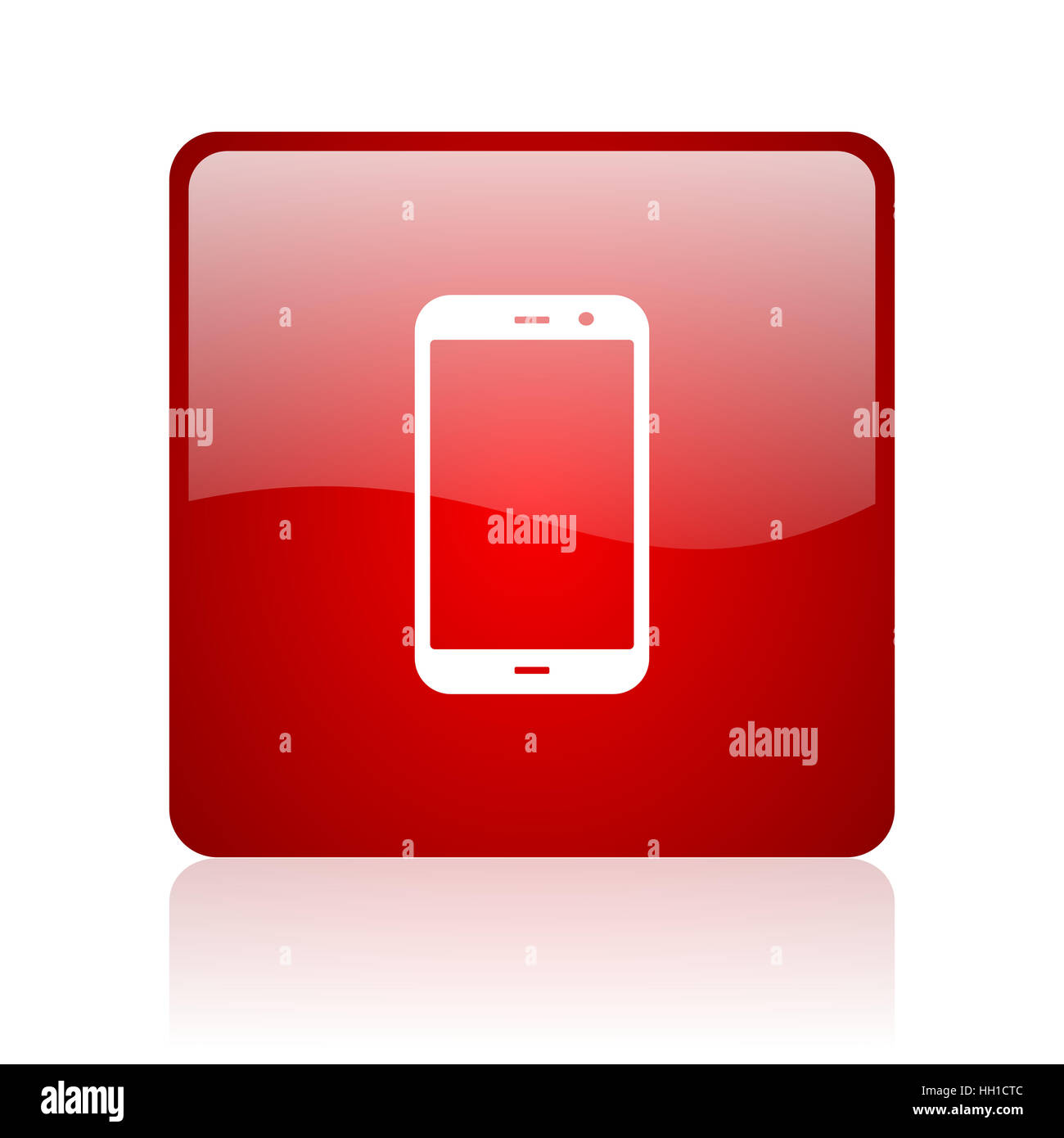 Smartphone quadrato rosso web icona lucida Foto Stock