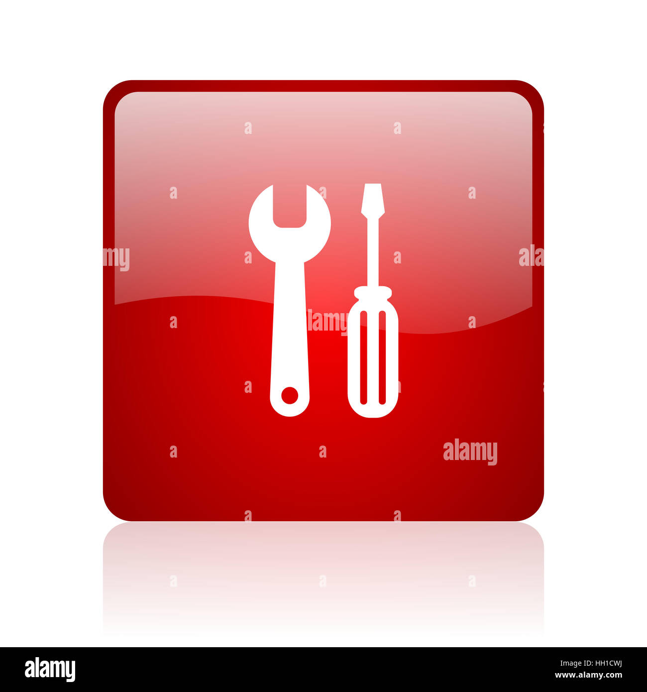 Strumento quadrato rosso web icona lucida Foto Stock