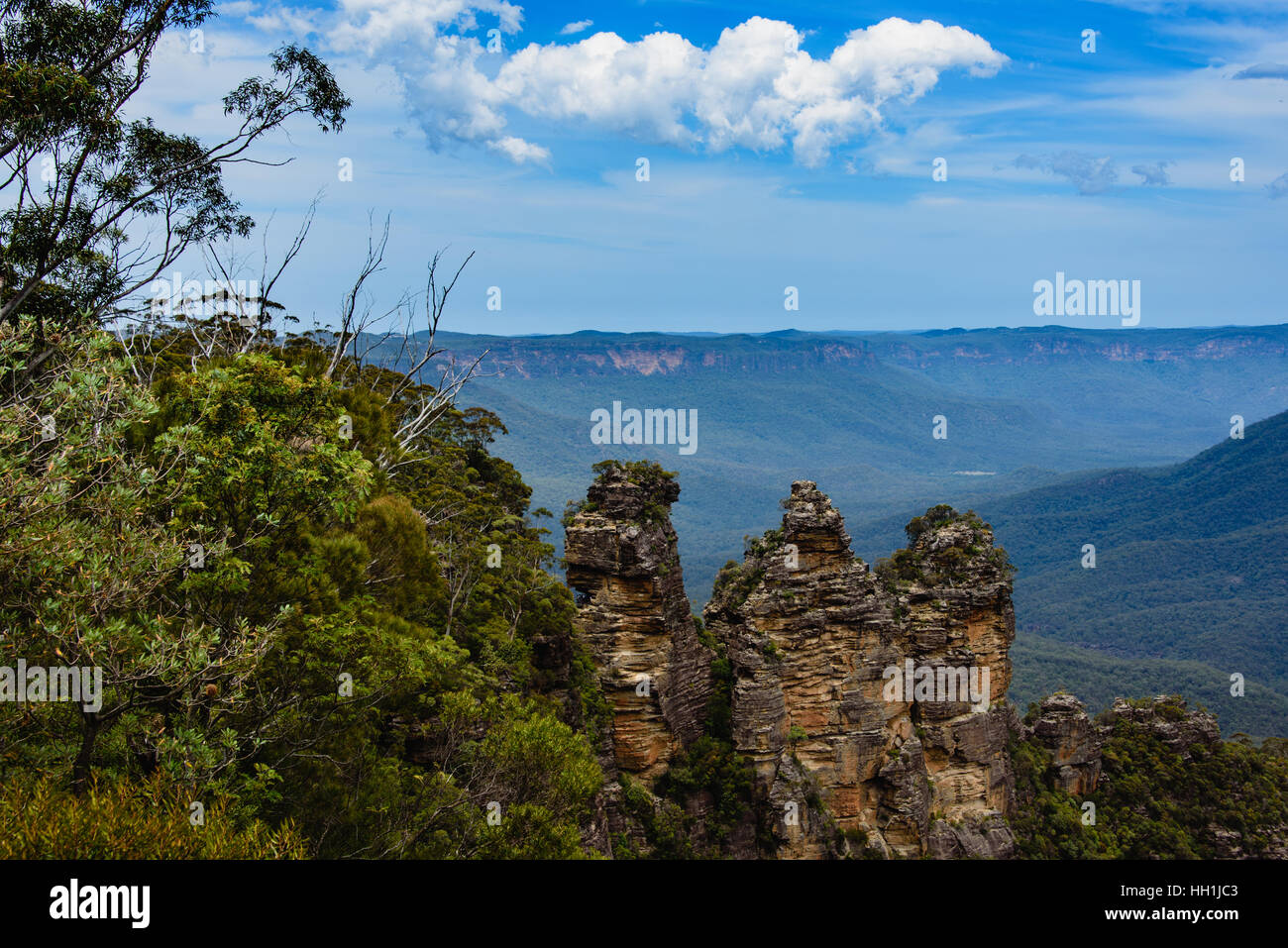 3 sorelle montagne nelle Blue Mountains, australia Foto Stock