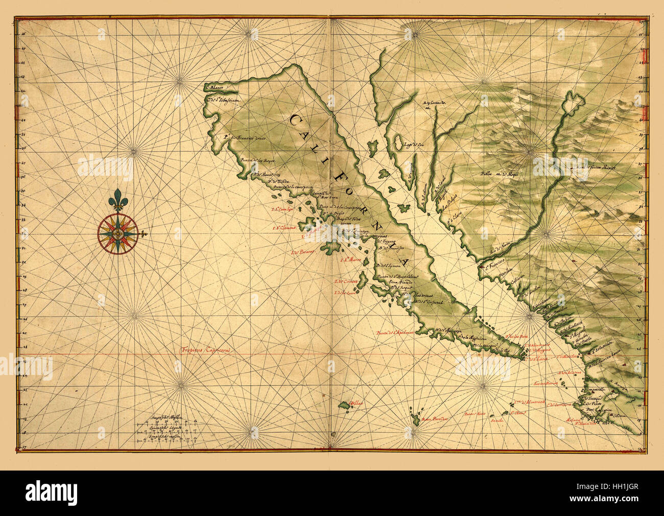 Mappa della California 1650 Foto Stock