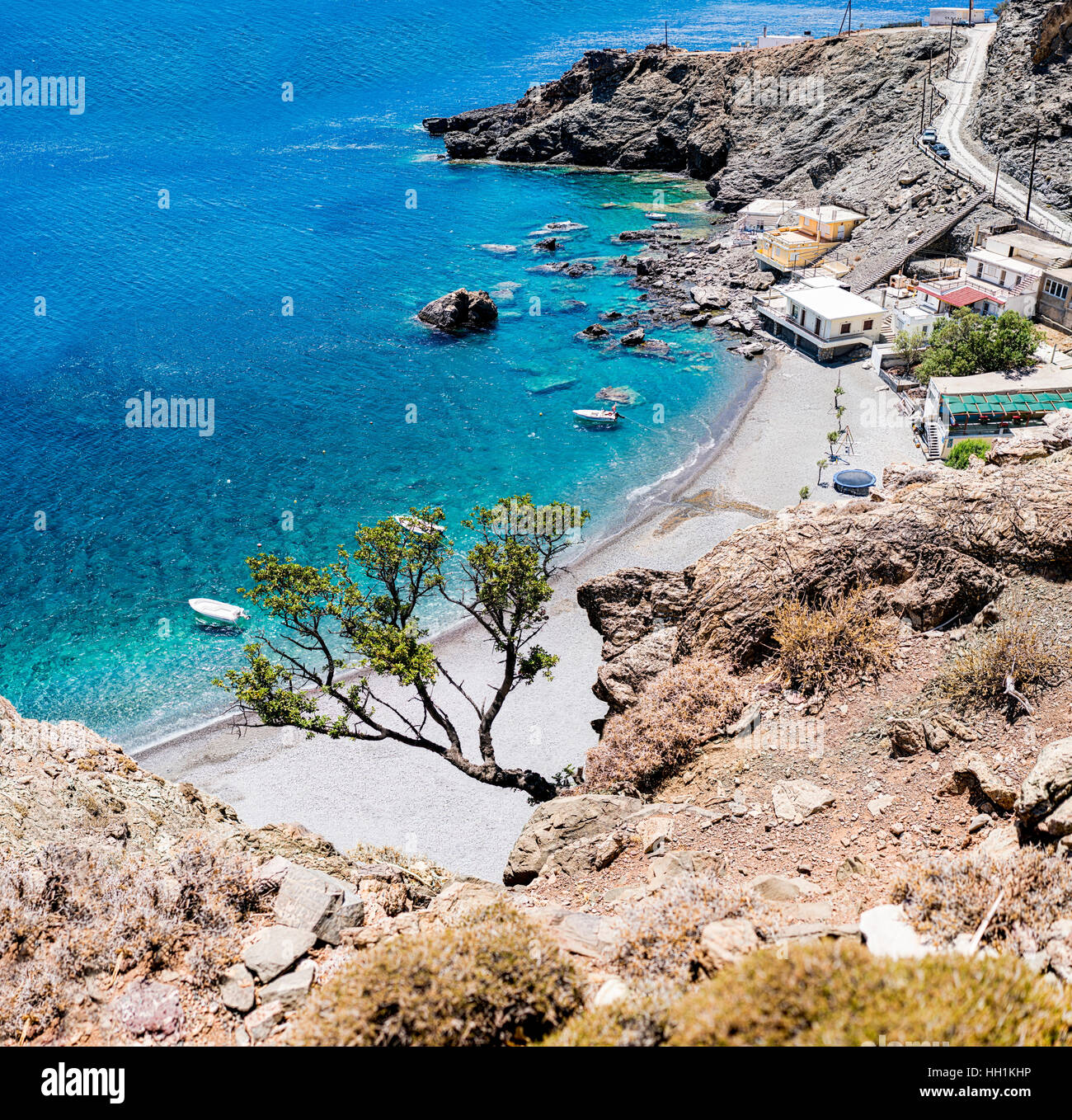 Maridaki beach. Una bellissima spiaggia remota nel sud di Creta, Grecia. Foto Stock