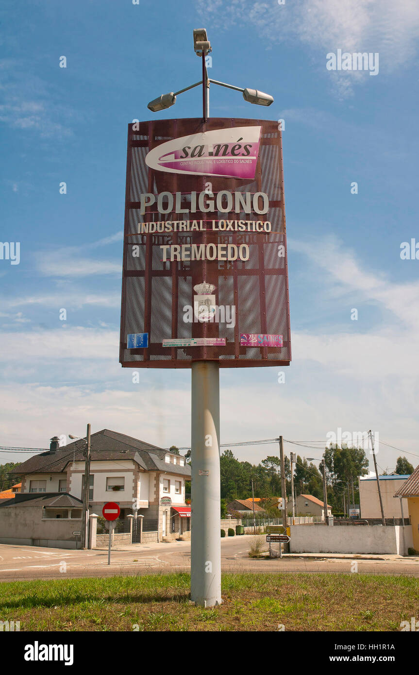 Poligono industriale di Tremoedo, Vilanova de Arousa, provincia di Pontevedra, nella regione della Galizia, Spagna, Europa Foto Stock