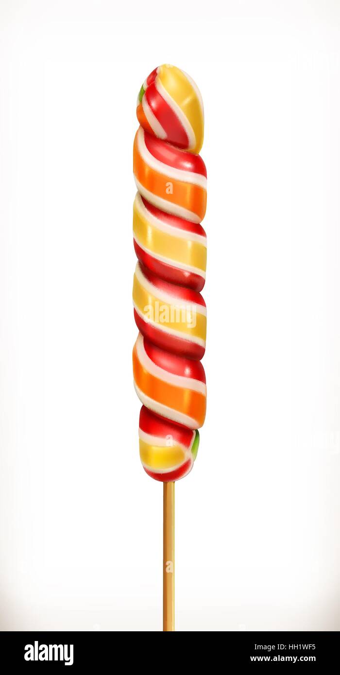 Swirl caramella. Sweet lollipop. 3d'icona vettore Illustrazione Vettoriale