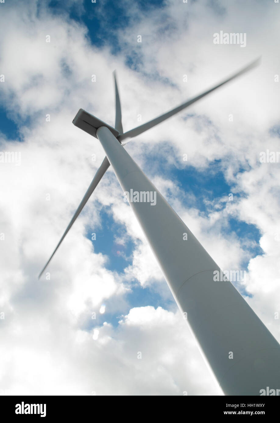 Turbina eolica durante il lavoro Foto Stock