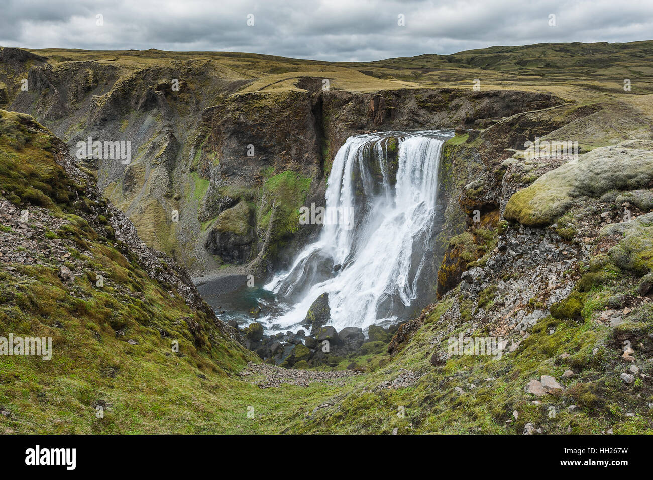 Fagrifoss cascata è situato nel sud-est dell'Islanda in prossimità della regione di Lakagígar. Foto Stock